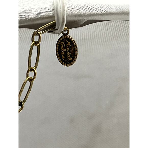 Michal Golan Turquoise and Black Evil Eye Necklace on Double Chain Rhinestone - Picture 8 of 15